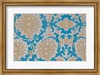 Tan & Blue Floral Pattern II Fine Art Print