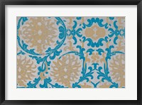 Tan & Blue Floral Pattern II Fine Art Print