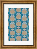 Tan & Blue Floral Pattern I Fine Art Print