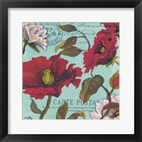 Paris Aqua Flowers I Framed Print