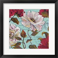 Paris Aqua Flowers II Framed Print