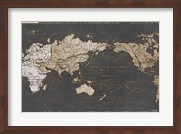 World Map in Gold and Gray Fine Art Print