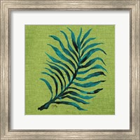 Leaf on Green Burlap Fine Art Print