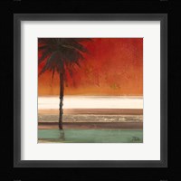 Red Coastal Palms Square II Framed Print