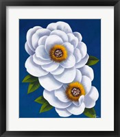 White Flowers on Blue I Fine Art Print