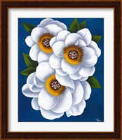 White Flowers on Blue II Fine Art Print