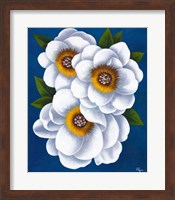 White Flowers on Blue II Fine Art Print