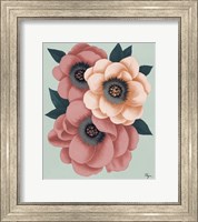 Pink Flowers on Mint II Fine Art Print