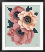 Pink Flowers on Mint II Fine Art Print