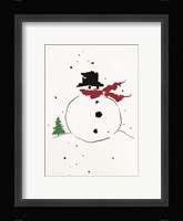 Snowman with Red Scarf Fine Art Print
