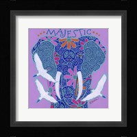 Elephant I (Majestic) with Cattle Egrets Fine Art Print
