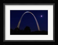 St. Louis Arch With Starburst Moon Framed Print