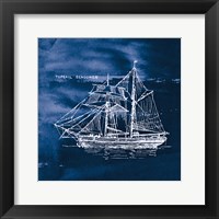 Sailing Ships V Indigo Framed Print
