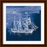 Sailing Ships III Indigo Fine Art Print