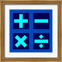 Math Symbols Square - Blue Fine Art Print