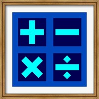 Math Symbols Square - Blue Fine Art Print