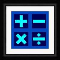 Math Symbols Square - Blue Fine Art Print