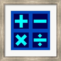 Math Symbols Square - Blue Fine Art Print