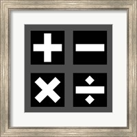 Math Symbols Square - Black Fine Art Print