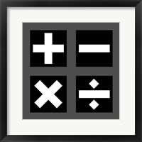 Math Symbols Square - Black Fine Art Print