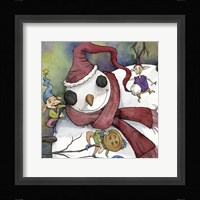 Snowman and Elves Fine Art Print