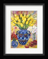 Yellow Tulips In A Blue & Gold Pot Fine Art Print