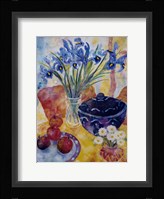 Irises & Dish Of Apples Fine Art Print
