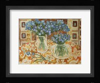 Blue Bouquet On A Gold Hawaiian Cloth Fine Art Print