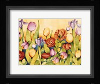Iris & Tulips/ Yellow Background Fine Art Print