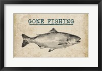 Gone Fishing Salmon Black and White Framed Print