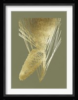 Gold Foil Pine Cones II on Mid Green Fine Art Print