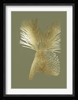 Gold Foil Pine Cones III on Mid Green Fine Art Print