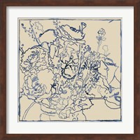 Indigo Floral Sketch I Fine Art Print