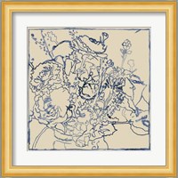 Indigo Floral Sketch I Fine Art Print