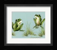 April Showers - Frogs With Grass Fine Art Print