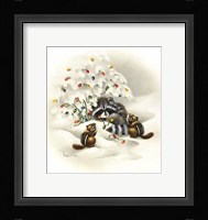Raccoon/ Chipmunks/ Christmas Lights Fine Art Print