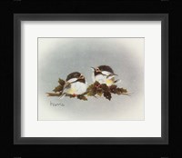 Chickadees And Holly Fine Art Print