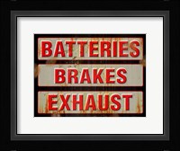 Batteries Brakes Exhaust Framed Print