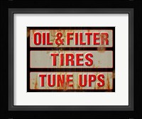 Oil Tires Tuneups Framed Print