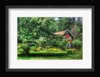 Pine Tree and Cottages Fine Art Print