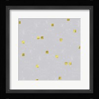 Grey Linen Golden Squares Confetti Fine Art Print