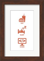 Eat Sleep Code - Orange Icons Fine Art Print