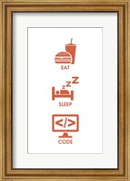Eat Sleep Code - Orange Icons Fine Art Print