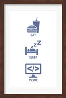 Eat Sleep Code - Blue Icons Fine Art Print