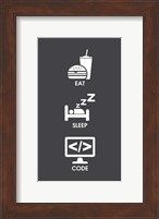Eat Sleep Code - White Icons Fine Art Print