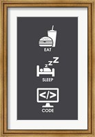 Eat Sleep Code - White Icons Fine Art Print