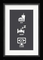 Eat Sleep Code - White Icons Fine Art Print