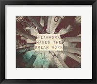 Teamwork Makes The Dream Work Stacking Hands Black and White Fine Art Print