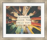 Teamwork Makes The Dream Work Stacking Hands Color Fine Art Print