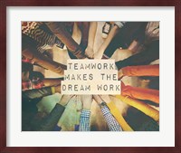 Teamwork Makes The Dream Work Stacking Hands Color Fine Art Print